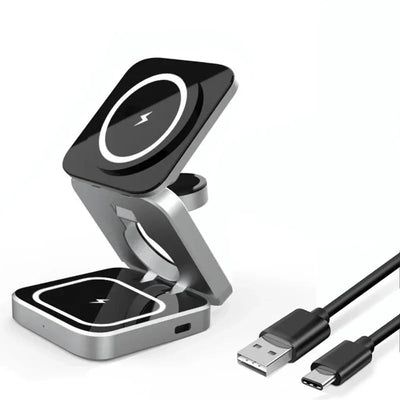 Foldable 3-in-1 Wireless Charging Station for Phone & Watch