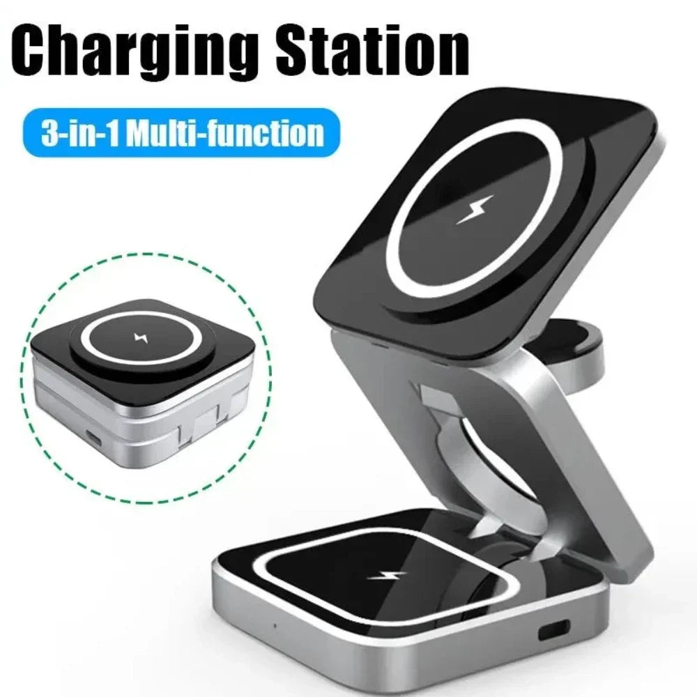 Foldable 3-in-1 Wireless Charging Station for Phone & Watch