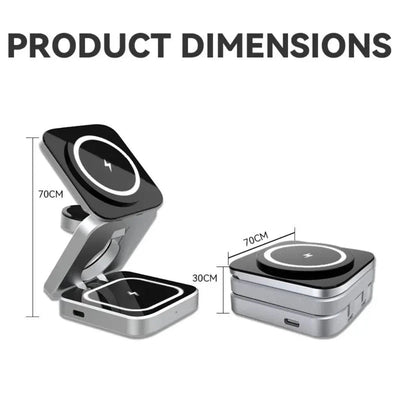 Foldable 3-in-1 Wireless Charging Station for Phone & Watch