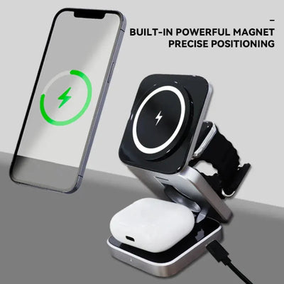 Foldable 3-in-1 Wireless Charging Station for Phone & Watch
