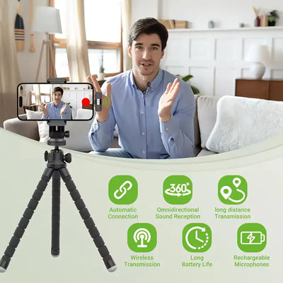 Wireless Lavalier Microphone for Streaming & Video Calls