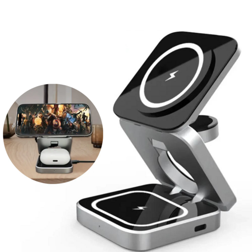Foldable 3-in-1 Wireless Charging Station for Phone & Watch
